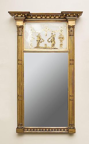 Federal Giltwood Mirror with Églomisé Panel