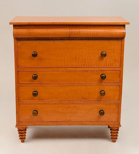 Federal Tiger Maple Chest of Drawers, New England