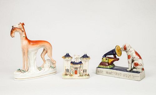 Staffordshire Pottery Figure Group, His Masters Voice