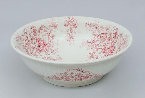 Cauldon Pink Transfer-Printed Porcelain Basin, in the 'Cartouche' Pattern