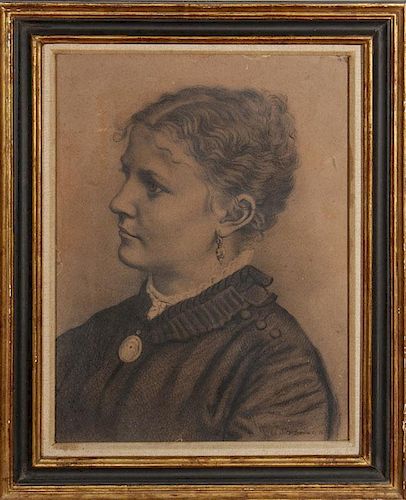 American School: Portrait of a Woman in Brooch and Earrings