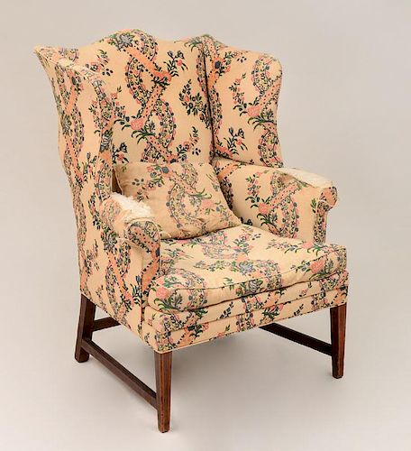 George III Style Inlaid Mahogany Wing Armchair