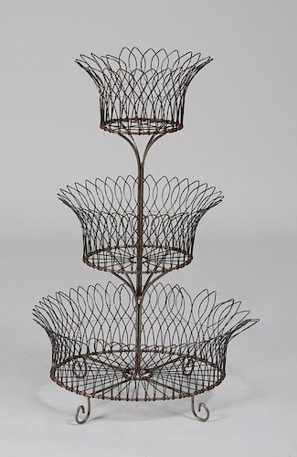 Three-Tier Wire Basket-Form Jardinière
