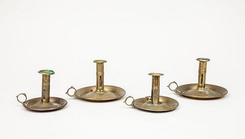 Four Brass Chamber Candlesticks
