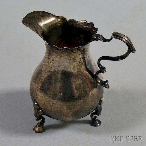 Footed Queen Anne Coin Silver Creamer