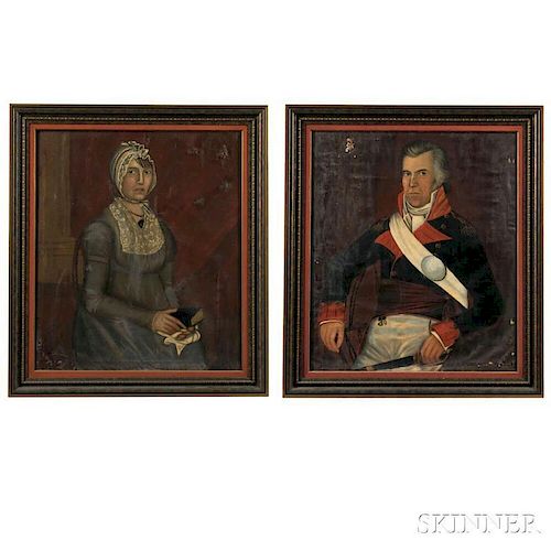 James Brown (Massachusetts, act. 1806-1808), Pair of Portraits of General William Towner and His Wife Lurana Chadwick Towner, of Willia