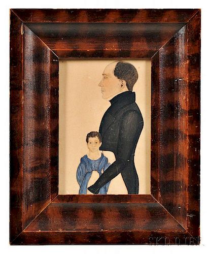 American School, 19th Century      Portrait of a Father and Son