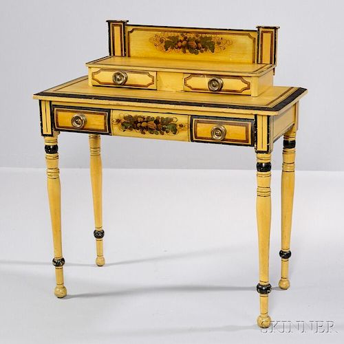 Yellow Paint-decorated and Stenciled Dressing Table