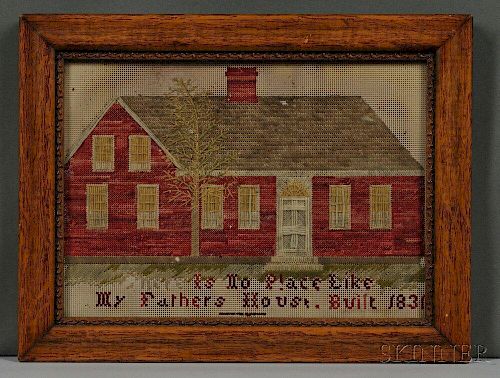 Needlework Picture of a Red House
