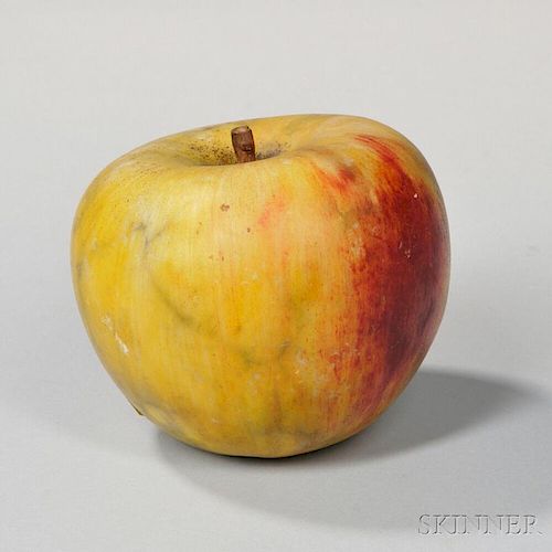 Large Carved and Painted Stone Apple