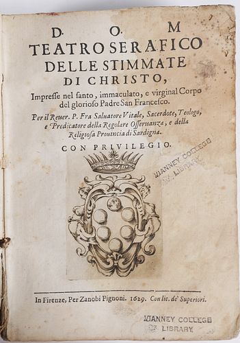 OLD BOOK: 1629 ALFONSO PARIGI, STIGMATA