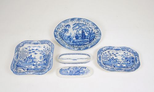 Group of English Pearlware Dishes, 19th C.