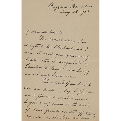 Grover Cleveland Autograph Letter Signed