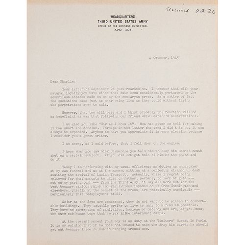 George S. Patton Typed Letter Signed