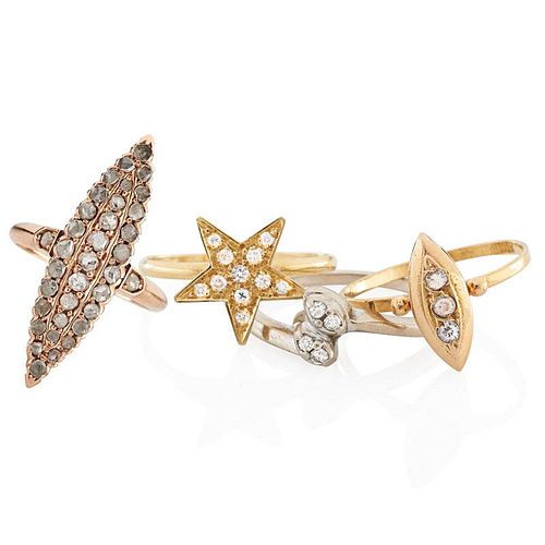 DIAMOND OR “GEM-SET” & YELLOW OR WHITE GOLD STACKING RINGS