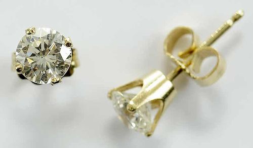 14 kt And Diamond Stud Earrings