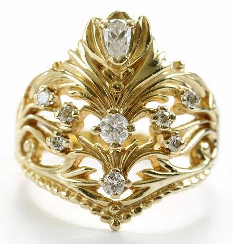 14 kt Yellow Gold and Diamond Ring