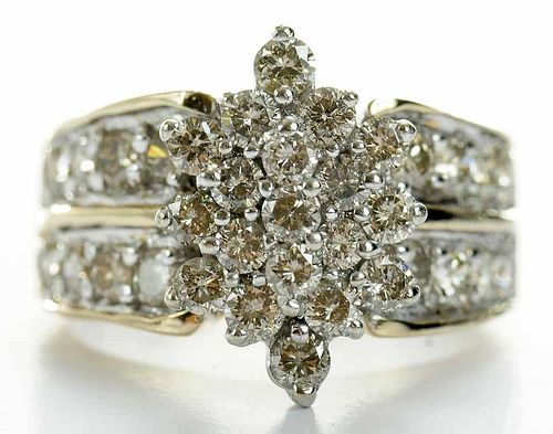 Ladies Gold and Diamond Cluster Ring