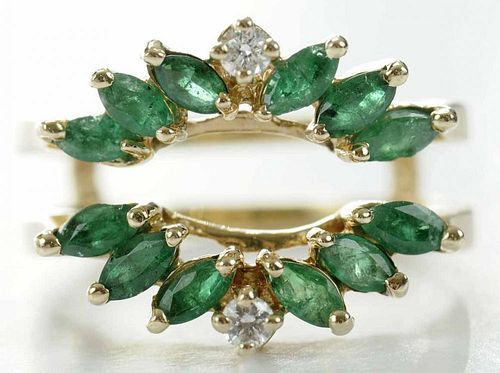 14 kt Emerald and Diamond Ring Guard