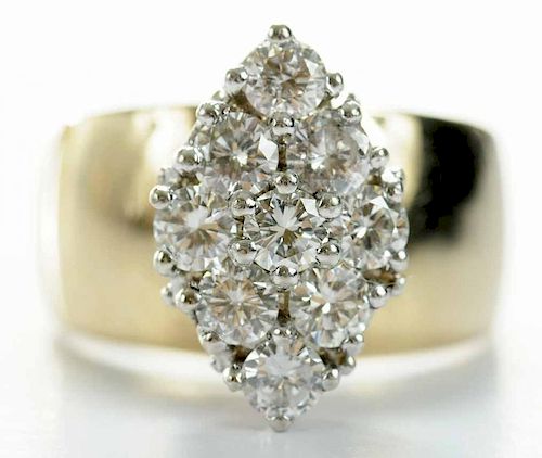 14 kt Gold and Diamond Cluster Ring
