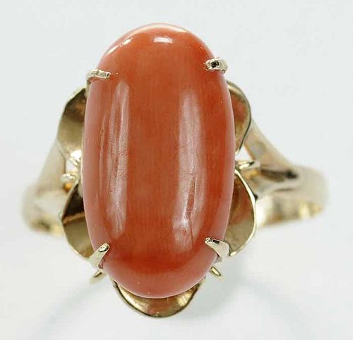 Ladies Gold and Coral Ring