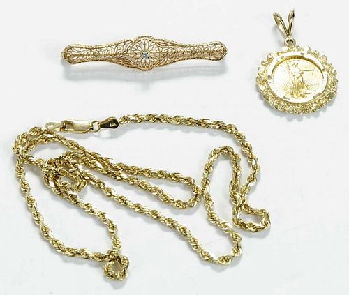 Three Pieces 14 kt Gold Jewelry