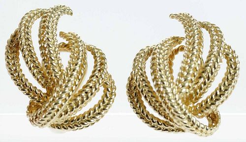 14 kt Gold Rope Earclips