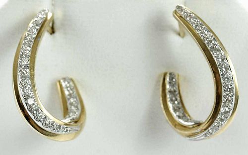 14 kt Two-Tone and Diamond Earrings