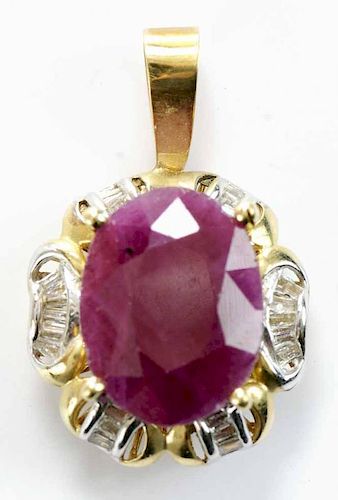 14 kt Gold and Ruby Pendant