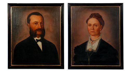 Portraits: Gentleman, and Lady with Lace Collar.