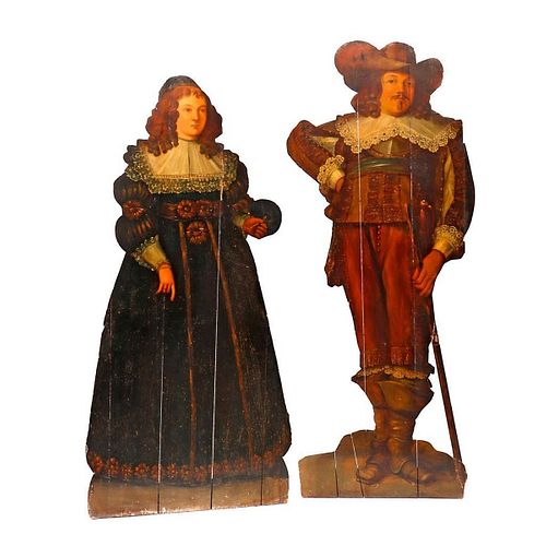 Pair of Dummy Boards in 17th Century Dress.