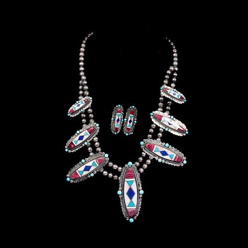 Navajo Necklace and Earrings.