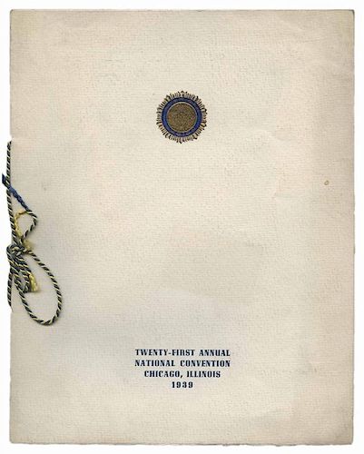 Cardini (Richard Valentine Pitchford). American Legion Convention Program. Chicago, Palmer House, 1939. On thick deckled paper, a program on which Car
