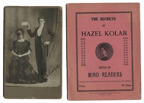 Kolar, Hazel. Portrait of mind reader Hazel Kolar. Chicago: Johnson photography, ca. 1910. Full-length portrait of Mrs. Kolar in evening attire and bl