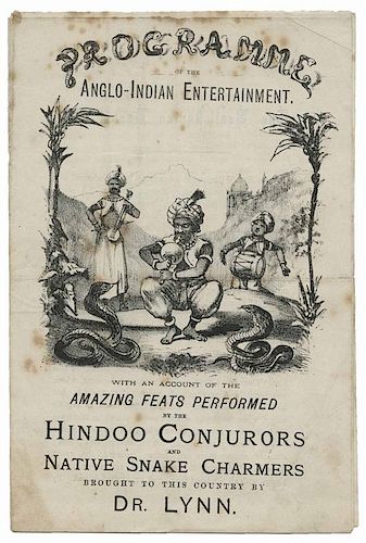 Lynn, Dr. (Hugh Simmons). Dr. Lynn's Anglo-Indian Entertainment program booklet. Circa 1876. Eight-page booklet/program describes the feats of Hindoo 