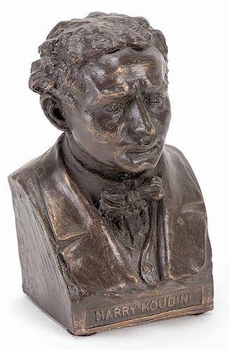 Houdini, Harry. SAM Centenary Bust of Houdini. [New York], 2002. Number 671 from an edition of 1,000. Approx. 4 x 2 x 2Ó. Hallmarked by the sponsorin