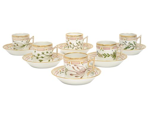6 Flora Danica Chocolate Cups and Saucers