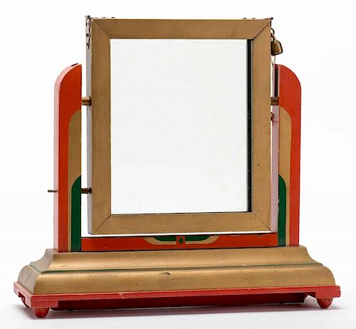 Television Card Frame. American, ca. 1940. Handsome wooden frame in a decorated wooden stand in which a chosen playing card appears instantly or visib