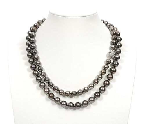 Tahitian Pearl and Diamond 40" Necklace
