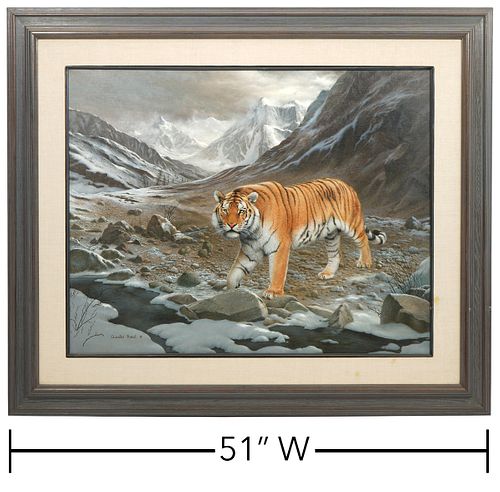 Large Charles Frace 'Siberian Tiger' Oil Painting