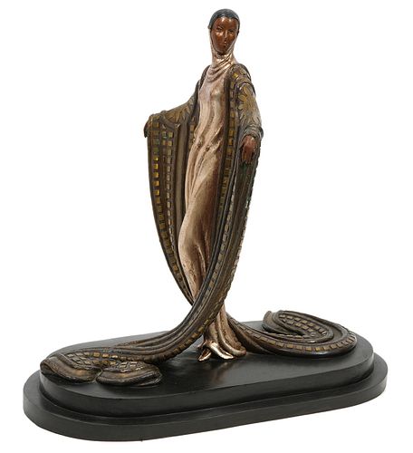 Erte 'La Mysterieuse' Signed Art Deco Bronze