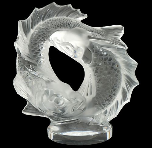 Lalique Crystal 'Deux Poisson' Sculpture