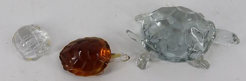 Baccarat, Murano And Lalique Glass Turtles.