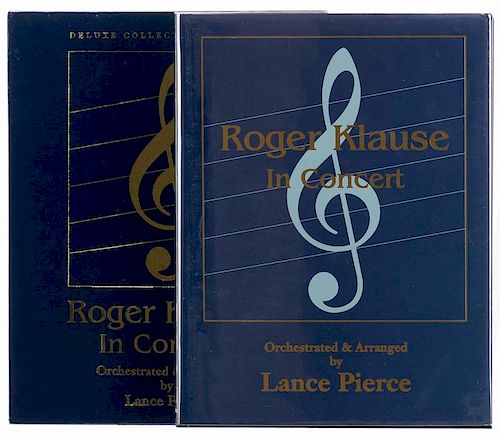 Pierce, Lance. Roger Klause in Concert. Tahoma, 1991. Leather bound edition with matching slipcase, stamped in gold. Number 77 from the publisher's li