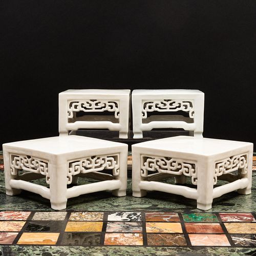 Two Pairs of Chinese White Glazed Porcelain Stands