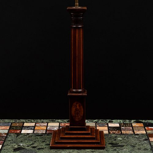 Inlaid Mahogany Columnar Lamp
