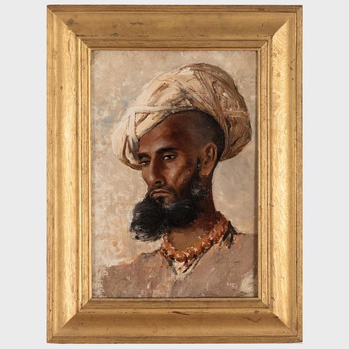 Attributed to Edwin Lord Weeks (1849-1903): Study of a Man in a Turban