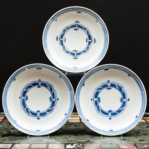 Set of Three Chinese Porcelain Blue and White Dishes