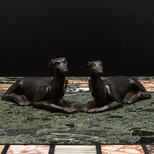 Pair of Metal Seated Whippets