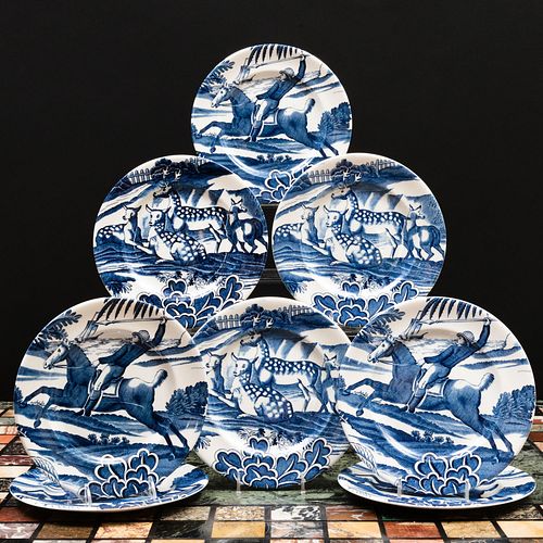 Set of Eight Johnson Bros. for Tiffany & Co. Dessert Plates in the 'Tiffany Menagerie' Pattern